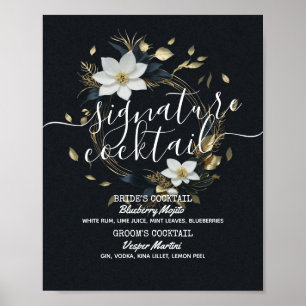 Affiche Mariage de courge d'or Floral Signature Boisson Me