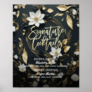 Affiche Mariage de courge d'or Floral Signature Boisson Me