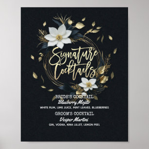 Affiche Mariage de courge d'or Floral Signature Boisson Me