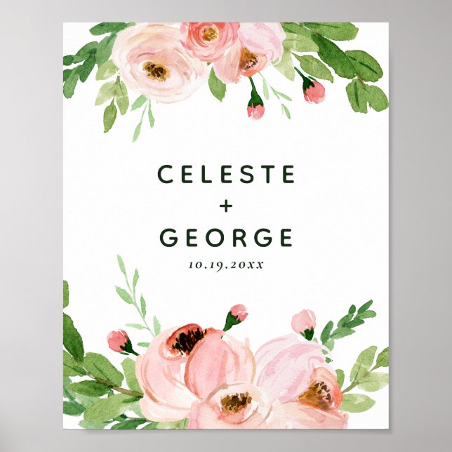 Affiche Mariage de couronnes à fleurs rose pâle (Devant)
