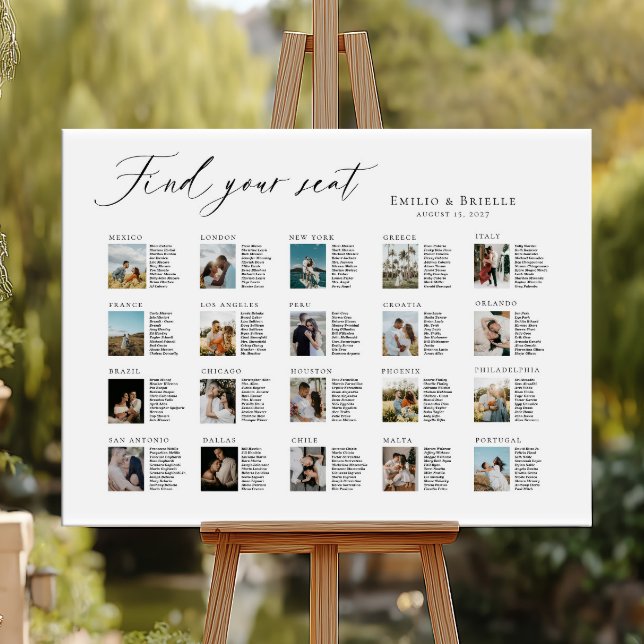 Affiche Mariage de destination voyage photo collage sièges (Créateur téléchargé)
