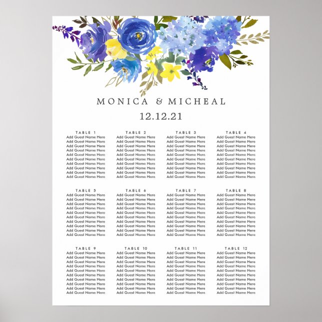 Affiche Mariage de fleurs bleu clair (Devant)