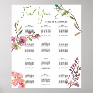 Affiche Mariage de fleurs de cerisier rose