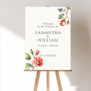 Affiche Mariage de fleurs Rose d'aquarelle Signet de bienv