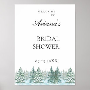 Affiche Mariage de forêt de pins d'aquarelle