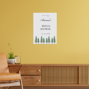 Affiche Mariage de forêt de pins d'aquarelle