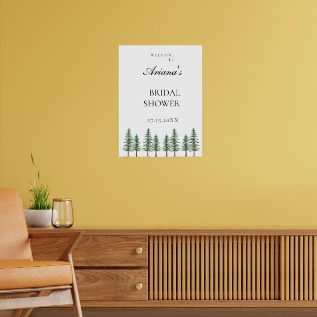Affiche Mariage de forêt de pins d'aquarelle (Salon 2)