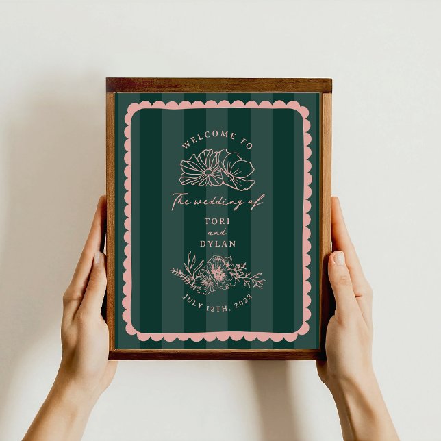 Affiche Mariage de la bande de bordures botaniques à échel (Créateur téléchargé)