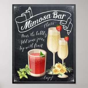 Affiche Mariage de la barre Mimosa Signal rose jaune BBQ