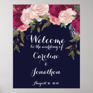 Affiche Mariage de la Marine signe de bienvenue florale bo