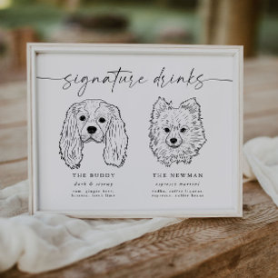 Affiche Mariage  de la signature de chien barre d'animaux 