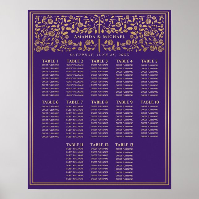Affiche Mariage de l'épée médiévale violette (Devant)