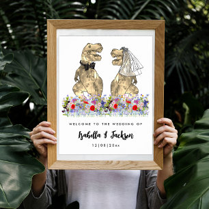 Affiche Mariage de mariée et de chambre Dinosaur Bienvenue