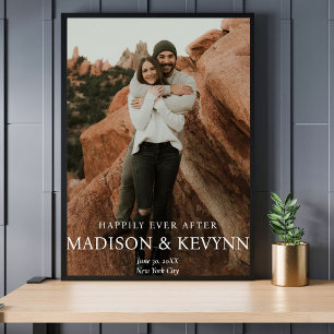 Affiche Mariage de monogramme photo minime et élégant