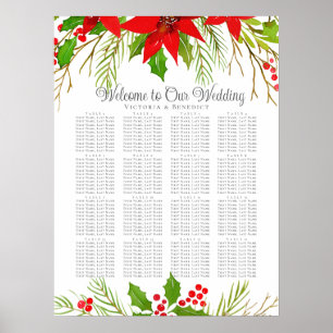 Affiche Mariage de Noël Poinsettia Seating Chart