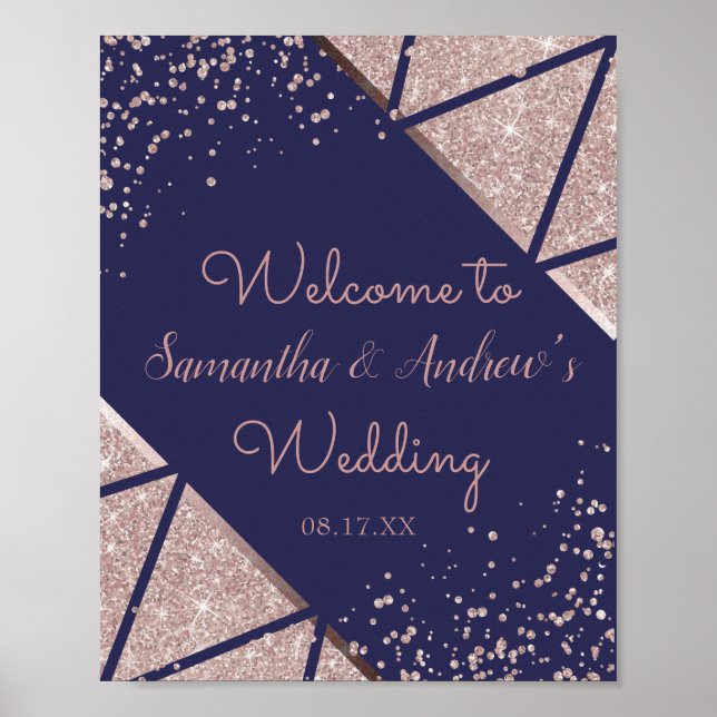 Affiche Mariage de Parties scintillant Gold Confetti Rose  (Devant)