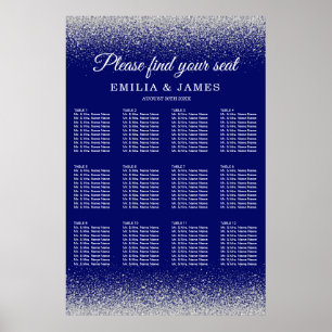 Affiche Mariage de Parties scintillant moderne Royal Blue