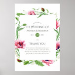 Affiche Mariage de pépins rose aquarelle Bienvenue<br><div class="desc">Poster d'accueil mariage rose pavot conçu pour être rapidement et facilement customisé aux détails de votre événement.</div>