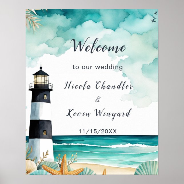Affiche Mariage de phare nautique (Devant)