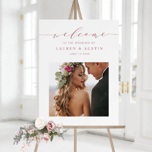 Affiche Mariage de photo de script or rose élégant de bien