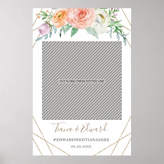 Affiche Mariage de photo géométrique à fleurs Props (Devant)