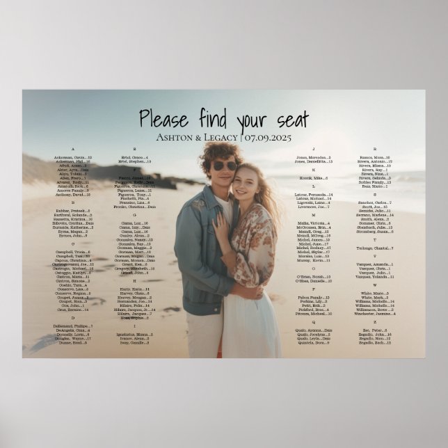 Affiche Mariage de photo moderne alphabétique (Devant)