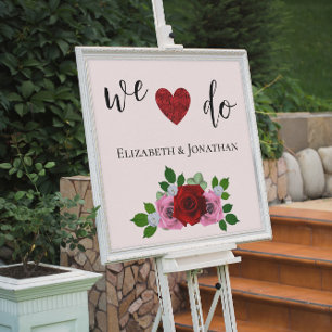Affiche Mariage de roses rouges et roses