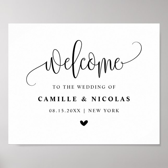 Affiche Mariage de script Black Pretty Calligraphy (Devant)