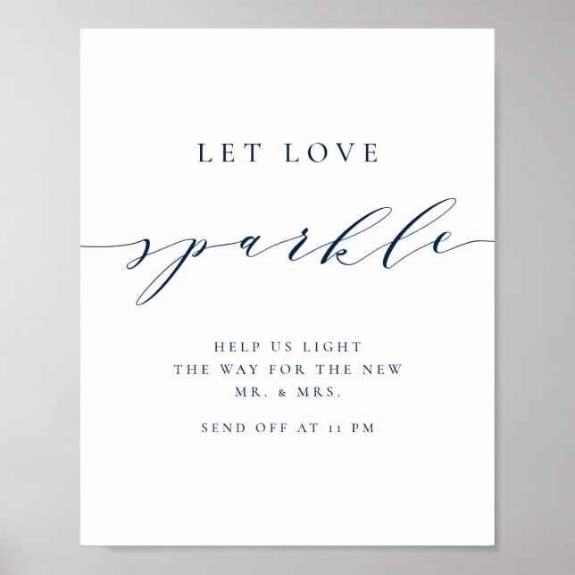 Affiche Mariage de script minimaliste bleu laissez l'amour (Devant)