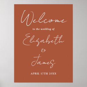 Affiche Mariage de script minimaliste en terre cuite Affic