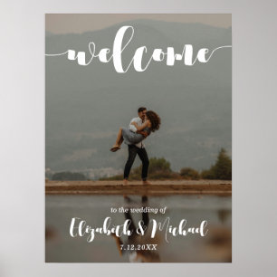 Affiche Mariage de script moderne photo de bienvenue