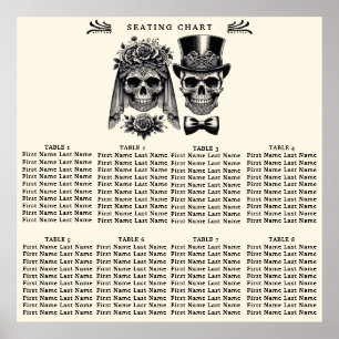 Affiche Mariage de Siège de Crâne de Luxe Noir Crème Vinta