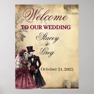 Affiche Mariage de squelette gothique rustique