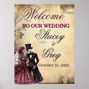 Affiche Mariage de squelette gothique rustique