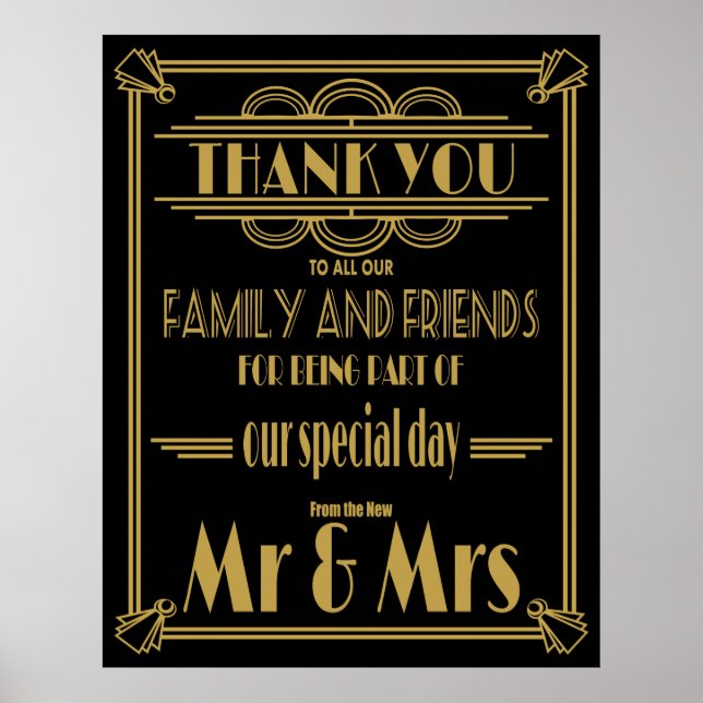 Affiche mariage de style Art déco années 20 (Devant)
