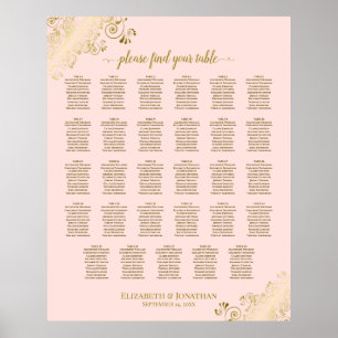 Affiche Mariage de table Gold & Blush Pink 29