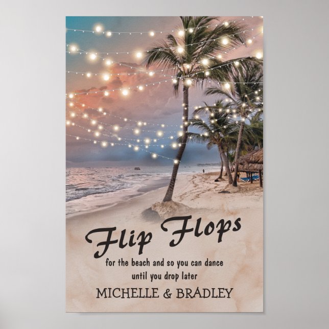 Affiche Mariage de tongs de plage tropicale