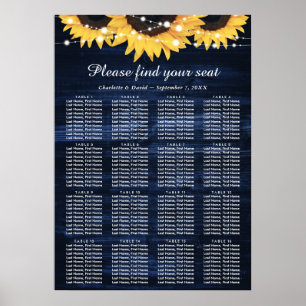Affiche Mariage de tournesol bleu de la Marine Graphique 1