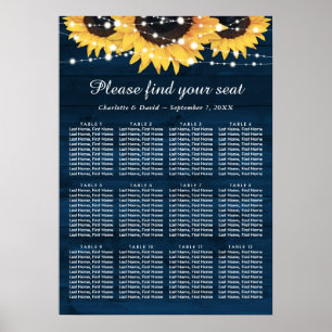 Affiche Mariage de tournesol bleu de la Marine Graphique 1