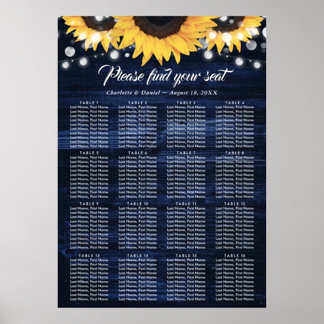 Affiche Mariage de tournesol bleu de la Marine Graphique 1 (Devant)