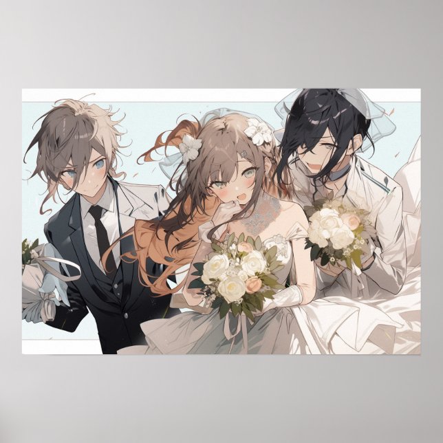 Affiche Mariage de triade polyamorte Anime MFM (Devant)