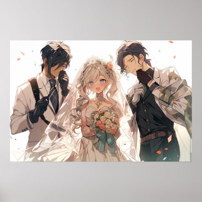 Affiche Mariage de triade polyamorte Anime MFM (Devant)