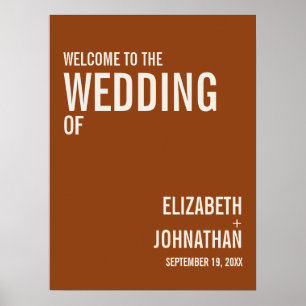 Affiche Mariage de typographie Boho Terracotta simple Accu
