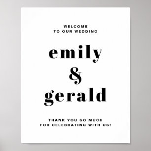 Affiche Mariage de typographie rétro en gras noir Bienvenu