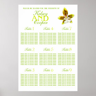 Affiche Mariage de verdure orchidée Plannière de table 1-9
