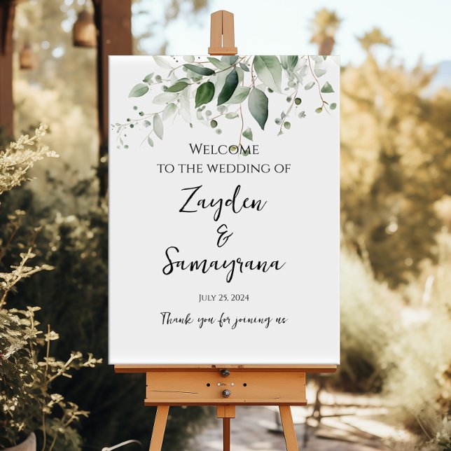 Affiche Mariage de verdure signe de bienvenue calligraphie (Créateur téléchargé)