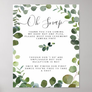 Affiche Mariage débranché Eucalyptus à script chic