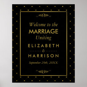 Affiche Mariage d'effet Black & Gold moderne Accueil