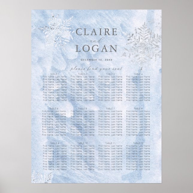 Affiche Mariage des flocons d'argent d'hiver congelés (Devant)