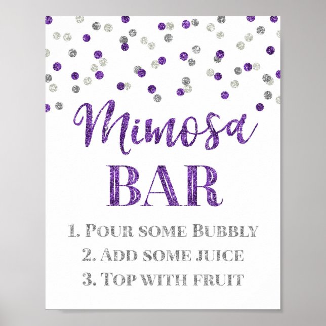 Affiche Mariage des signes Argent Confetti Mimosa Bar (Devant)
